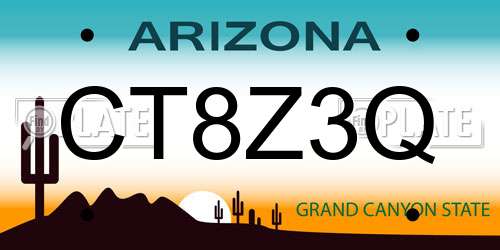 CT8Z3Q Arizona License Plate