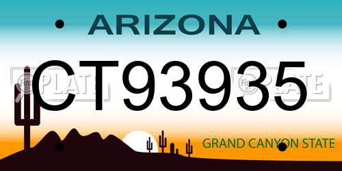 CT93935 Arizona License Plate