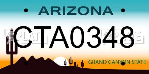CTA0348 Arizona License Plate