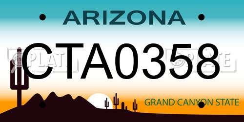 CTA0358 Arizona License Plate