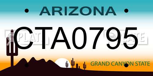 CTA0795 Arizona License Plate