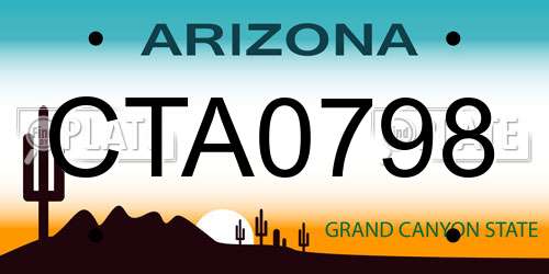 CTA0798 Arizona License Plate