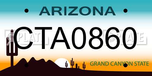 CTA0860 Arizona License Plate