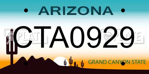 CTA0929 Arizona License Plate