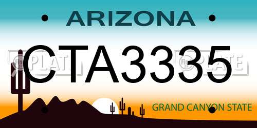 CTA3335 Arizona License Plate