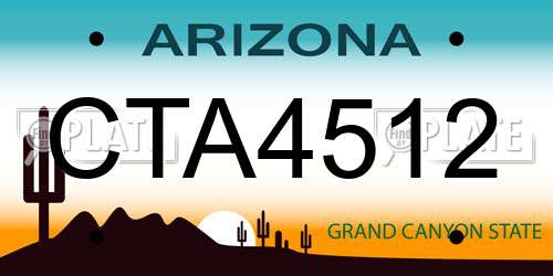 CTA4512 Arizona License Plate