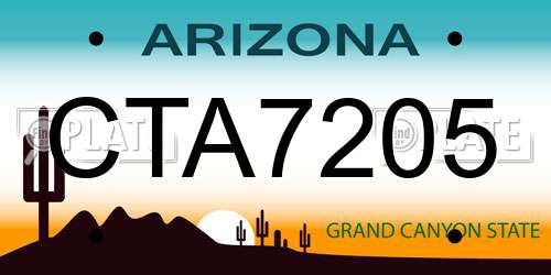 CTA7205 Arizona License Plate