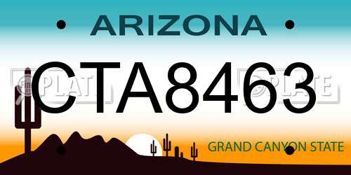 CTA8463 Arizona License Plate