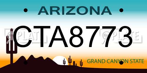 CTA8773 Arizona License Plate