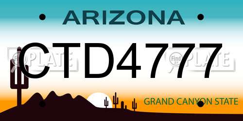 CTD4777 Arizona License Plate