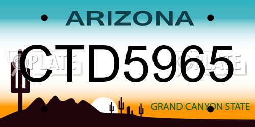 CTD5965 Arizona License Plate