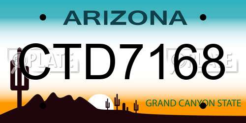 CTD7168 Arizona License Plate