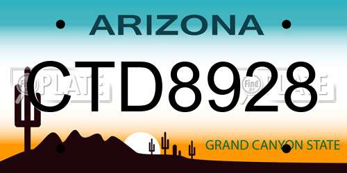 CTD8928 Arizona License Plate
