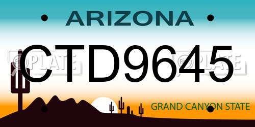 CTD9645 Arizona License Plate