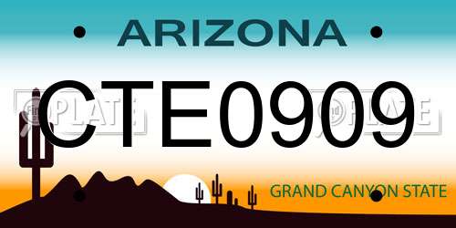 CTE0909 Arizona License Plate