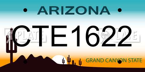 CTE1622 Arizona License Plate