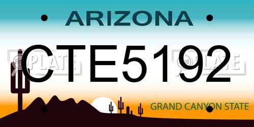 CTE5192 Arizona License Plate