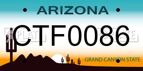 CTF0086 Arizona License Plate