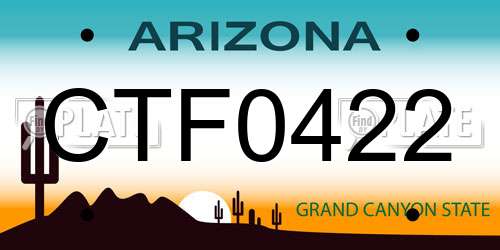 CTF0422 Arizona License Plate