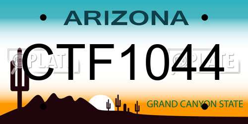 CTF1044 Arizona License Plate