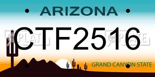 CTF2516 Arizona License Plate