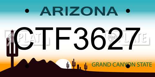 CTF3627 Arizona License Plate