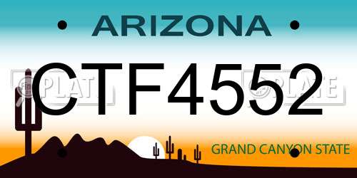 CTF4552 Arizona License Plate