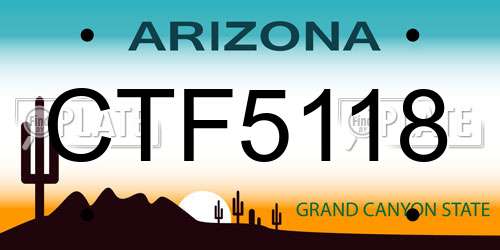 CTF5118 Arizona License Plate