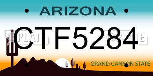 CTF5284 Arizona License Plate