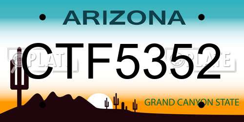 CTF5352 Arizona License Plate