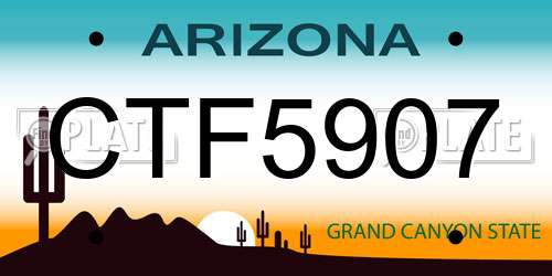 CTF5907 Arizona License Plate