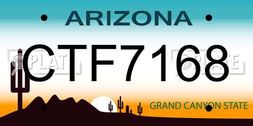 CTF7168 Arizona License Plate