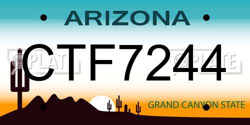 CTF7244 Arizona License Plate