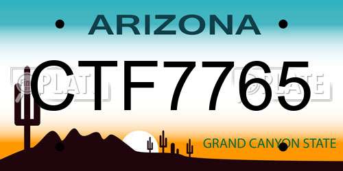 CTF7765 Arizona License Plate