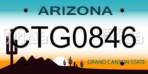 CTG0846 Arizona License Plate