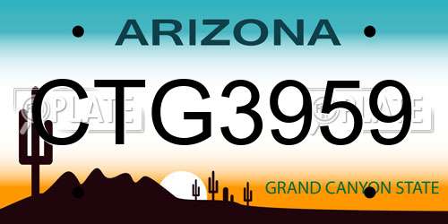 CTG3959 Arizona License Plate