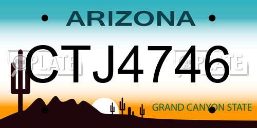 CTJ4746 Arizona License Plate