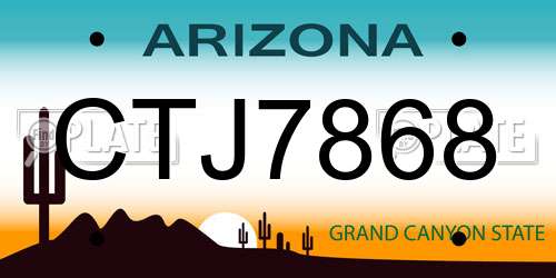 CTJ7868 Arizona License Plate