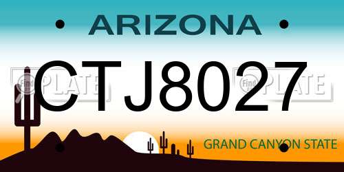 CTJ8027 Arizona License Plate