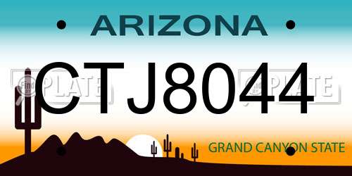 CTJ8044 Arizona License Plate
