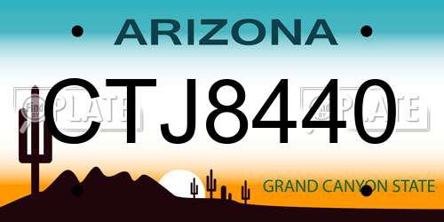 CTJ8440 Arizona License Plate