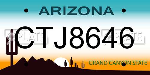 CTJ8646 Arizona License Plate