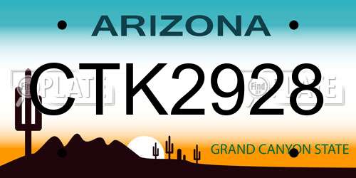 CTK2928 Arizona License Plate