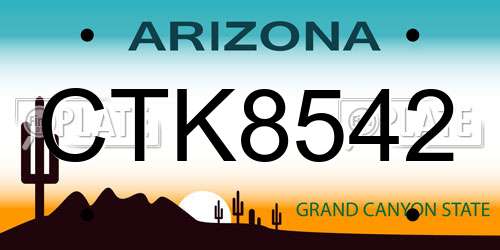 CTK8542 Arizona License Plate