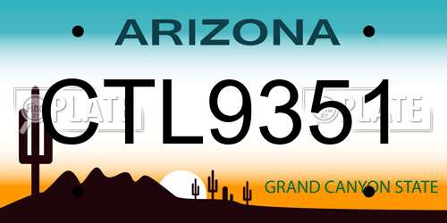 CTL9351 Arizona License Plate
