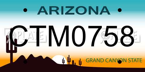 CTM0758 Arizona License Plate