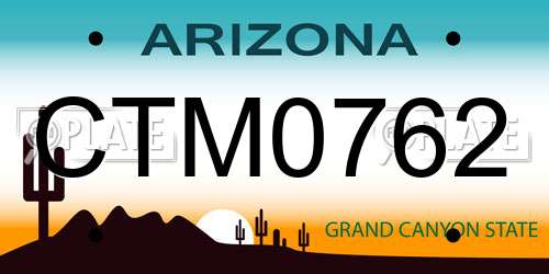 CTM0762 Arizona License Plate