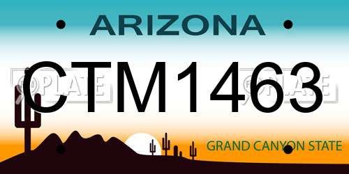 CTM1463 Arizona License Plate