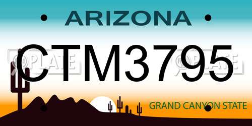 CTM3795 Arizona License Plate