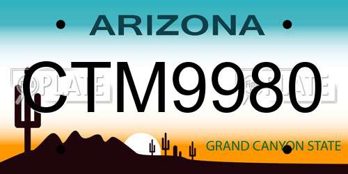 CTM9980 Arizona License Plate